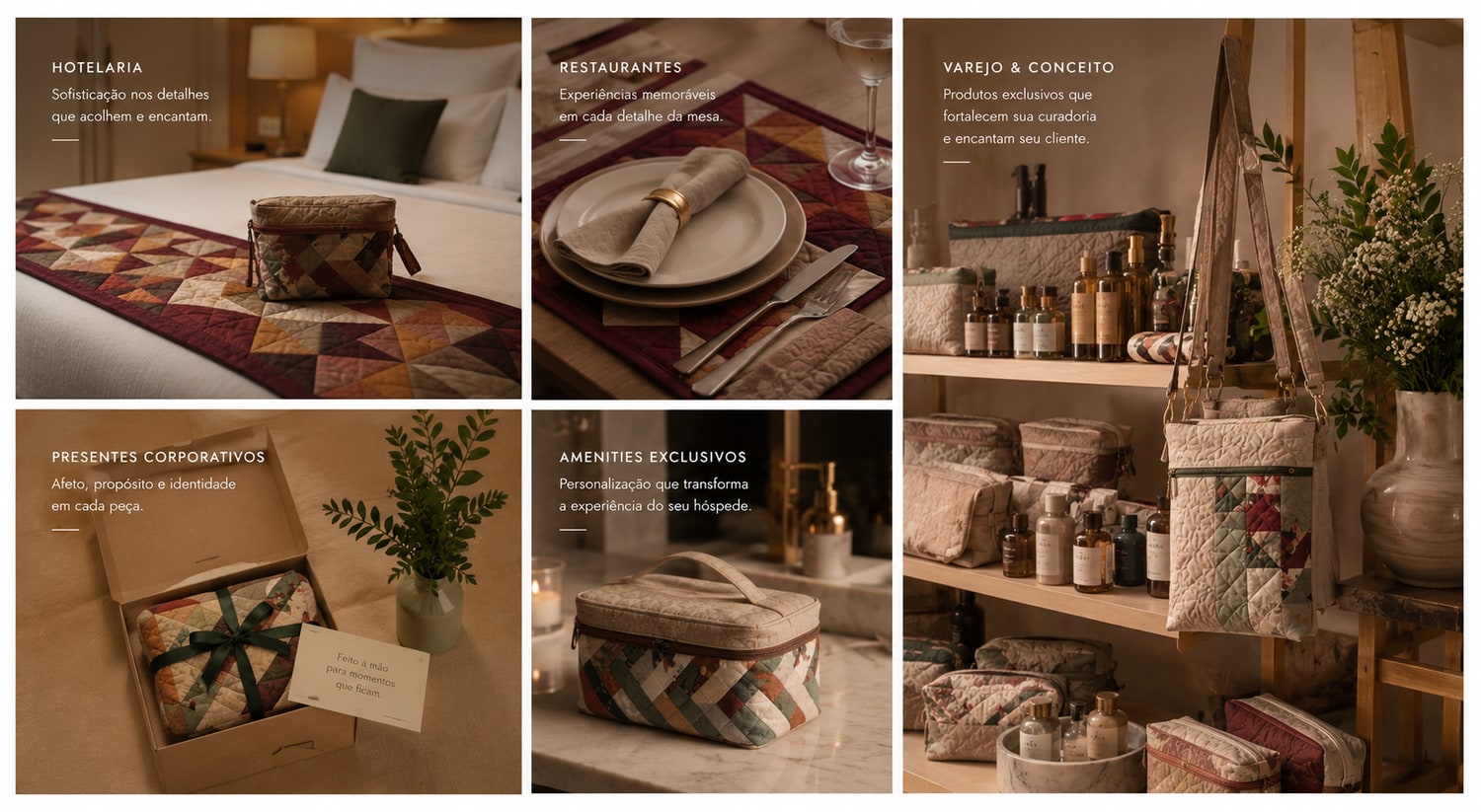 Peças Delicart em hotelaria, restaurantes, varejo, presentes corporativos e amenities